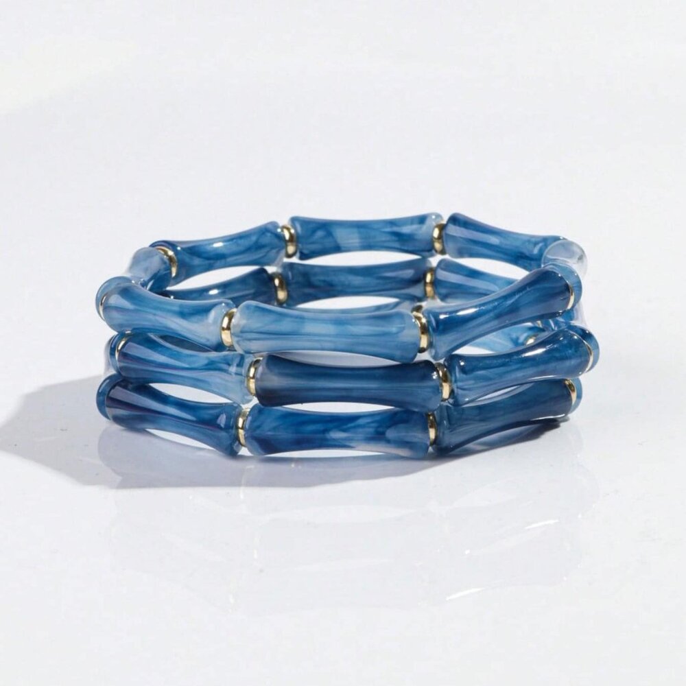 New! Anthropologie Acrylic Bamboo Stack Bracelet Set NWOT